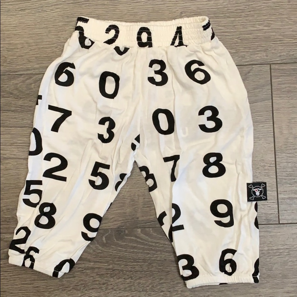 nununu Viscose Numbers White Pants Sz 6-12M